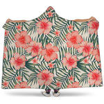 Exotic Tropical Hibiscus Pattern Print Hooded Blanket