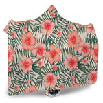Exotic Tropical Hibiscus Pattern Print Hooded Blanket