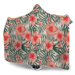 Exotic Tropical Hibiscus Pattern Print Hooded Blanket
