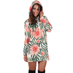 Exotic Tropical Hibiscus Pattern Print Hoodie Dress GearFrost