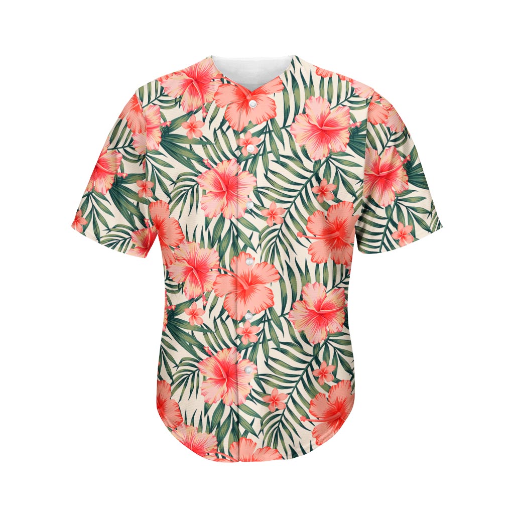 Exotic Tropical Hibiscus Pattern Print Men's Baseball Jersey