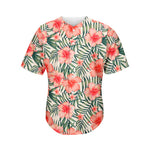 Exotic Tropical Hibiscus Pattern Print Men's Baseball Jersey