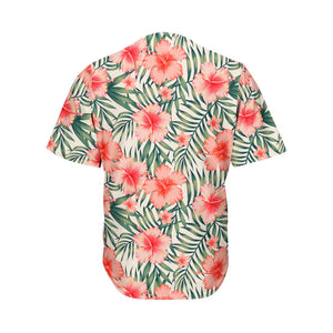 Exotic Tropical Hibiscus Pattern Print Men's Baseball Jersey