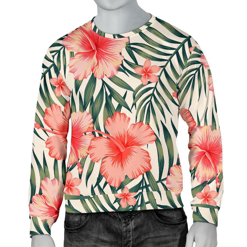 Exotic Tropical Hibiscus Pattern Print Men's Crewneck Sweatshirt GearFrost