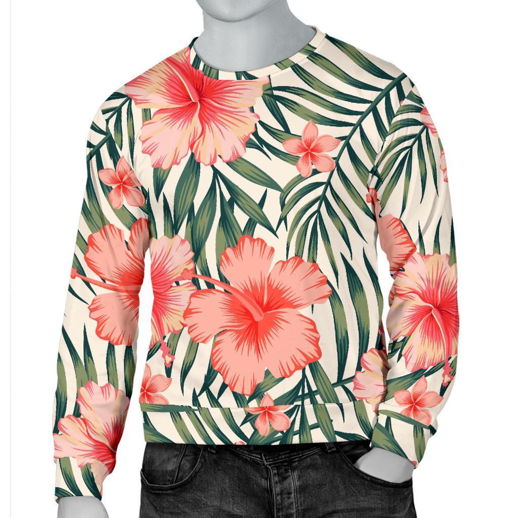 Exotic Tropical Hibiscus Pattern Print Men's Crewneck Sweatshirt GearFrost