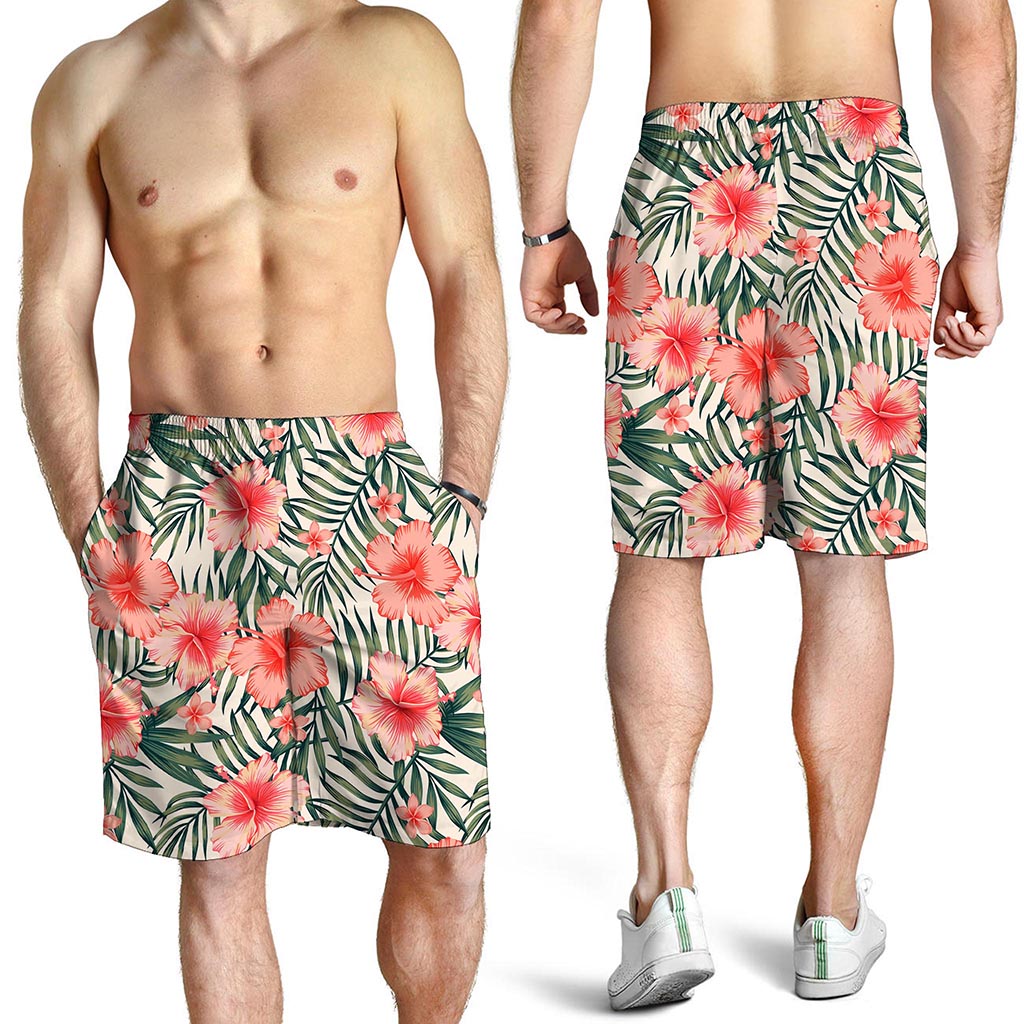 Exotic Tropical Hibiscus Pattern Print Men's Shorts