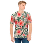 Exotic Tropical Hibiscus Pattern Print Men's T-Shirt