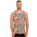 Exotic Tropical Hibiscus Pattern Print Men's Tank Top