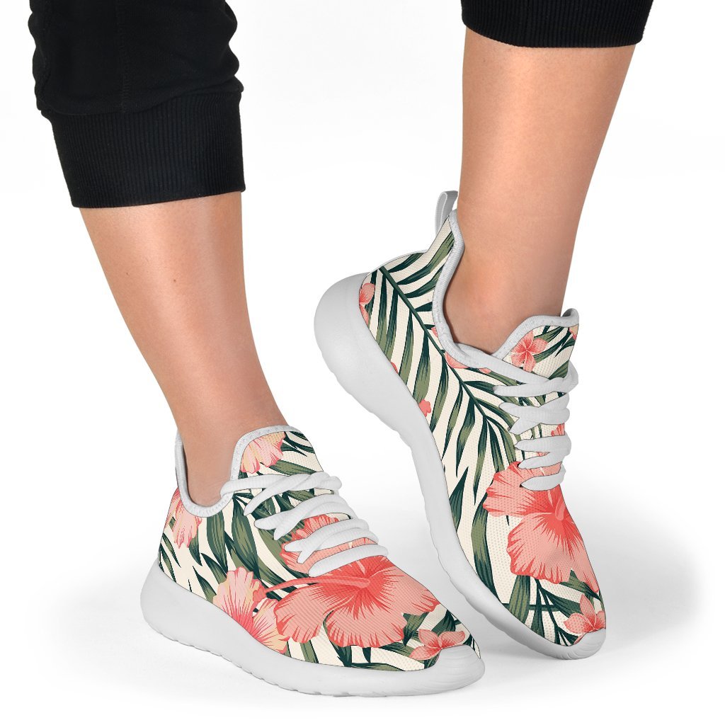 Exotic Tropical Hibiscus Pattern Print Mesh Knit Shoes GearFrost