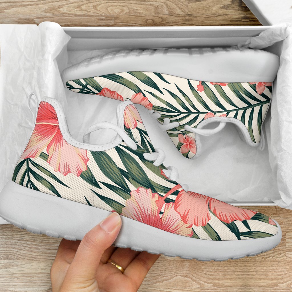 Exotic Tropical Hibiscus Pattern Print Mesh Knit Shoes GearFrost