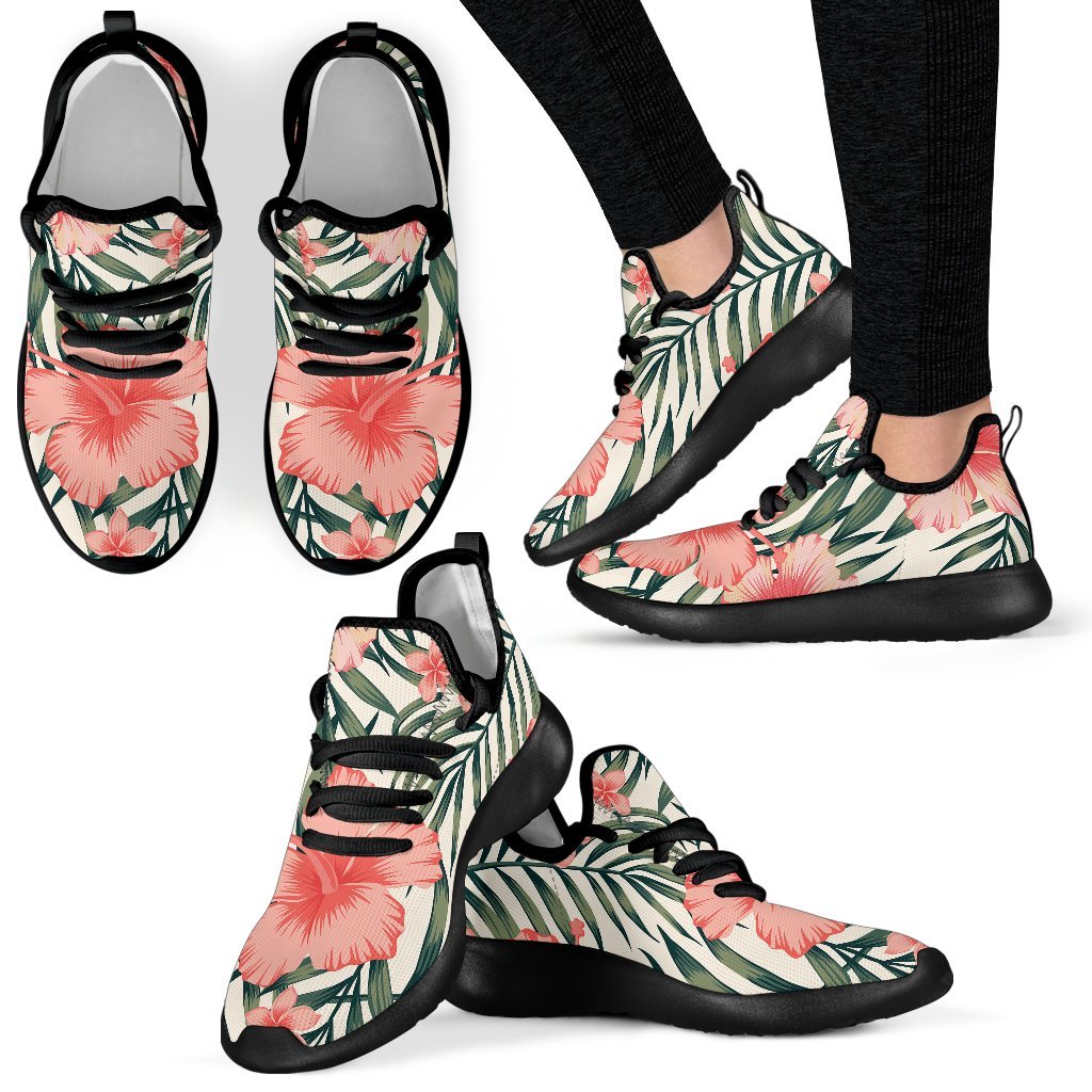 Exotic Tropical Hibiscus Pattern Print Mesh Knit Shoes GearFrost