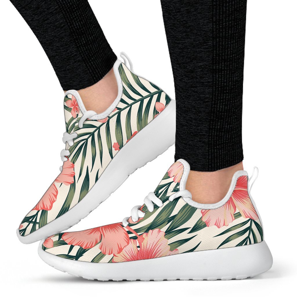 Exotic Tropical Hibiscus Pattern Print Mesh Knit Shoes GearFrost