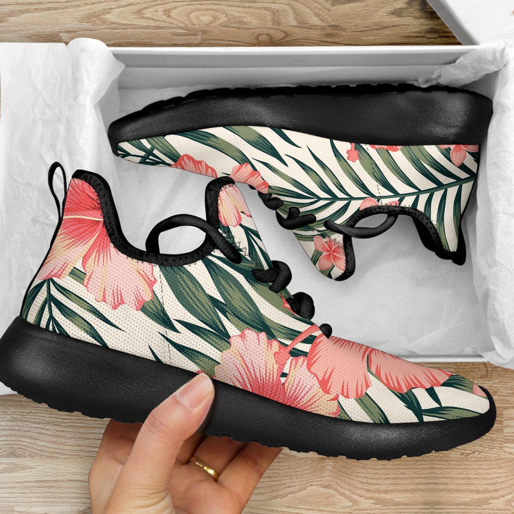 Exotic Tropical Hibiscus Pattern Print Mesh Knit Shoes GearFrost