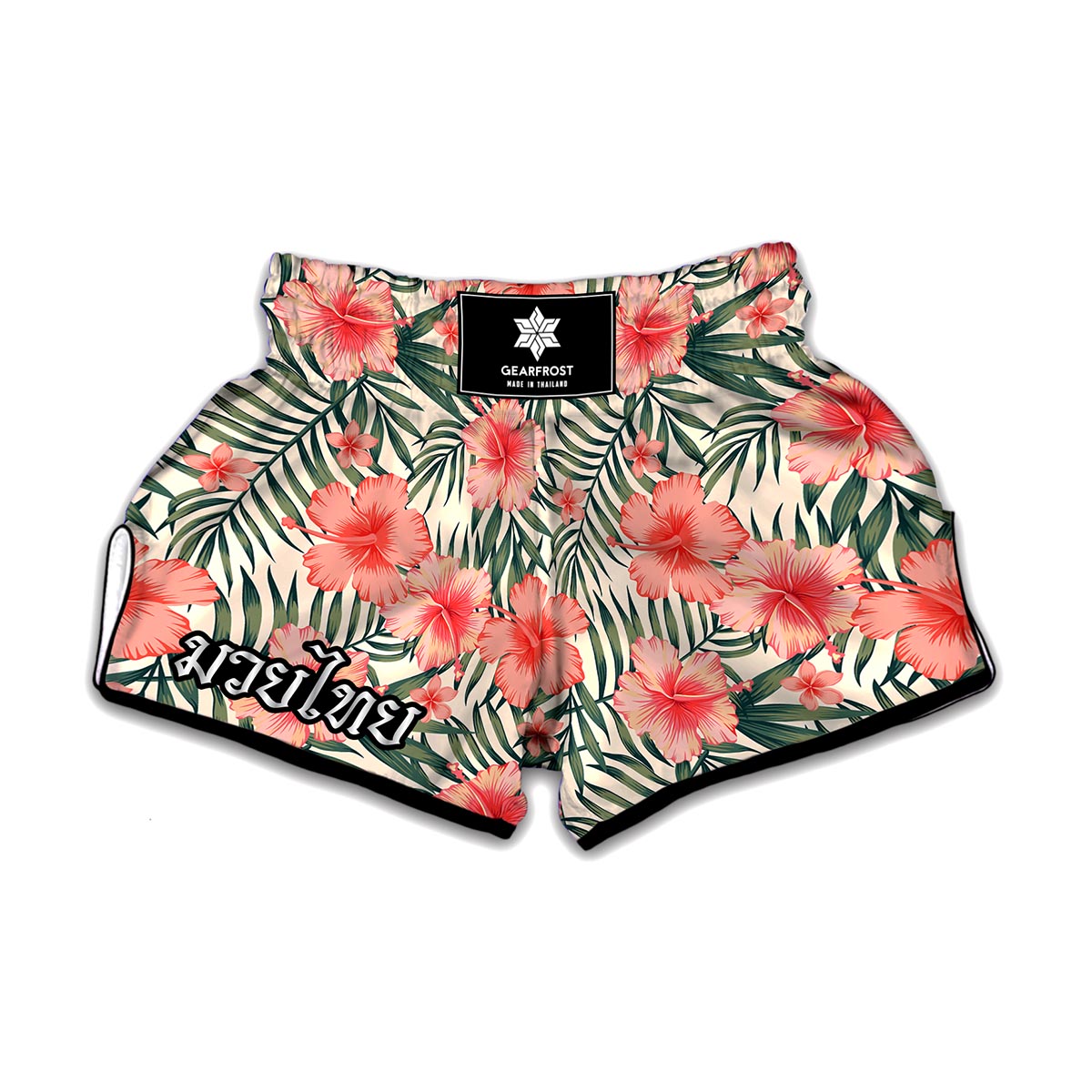 Exotic Tropical Hibiscus Pattern Print Muay Thai Boxing Shorts