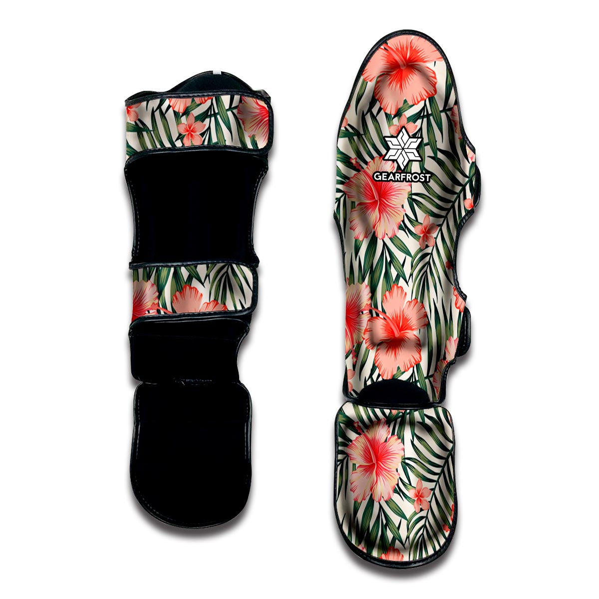 Exotic Tropical Hibiscus Pattern Print Muay Thai Shin Guard