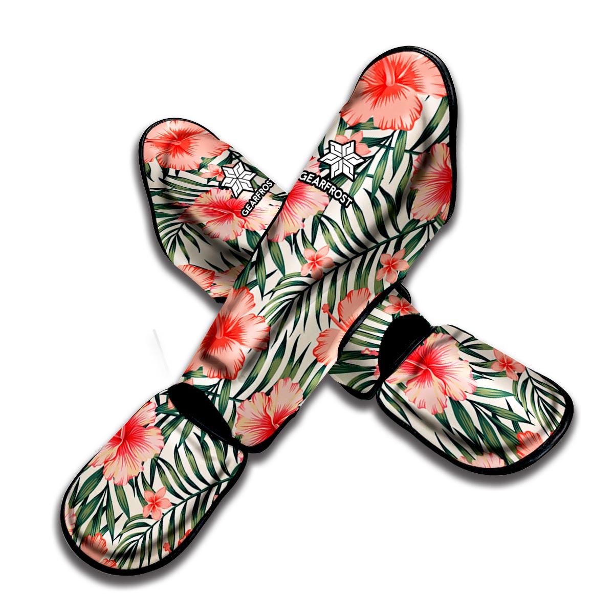 Exotic Tropical Hibiscus Pattern Print Muay Thai Shin Guard