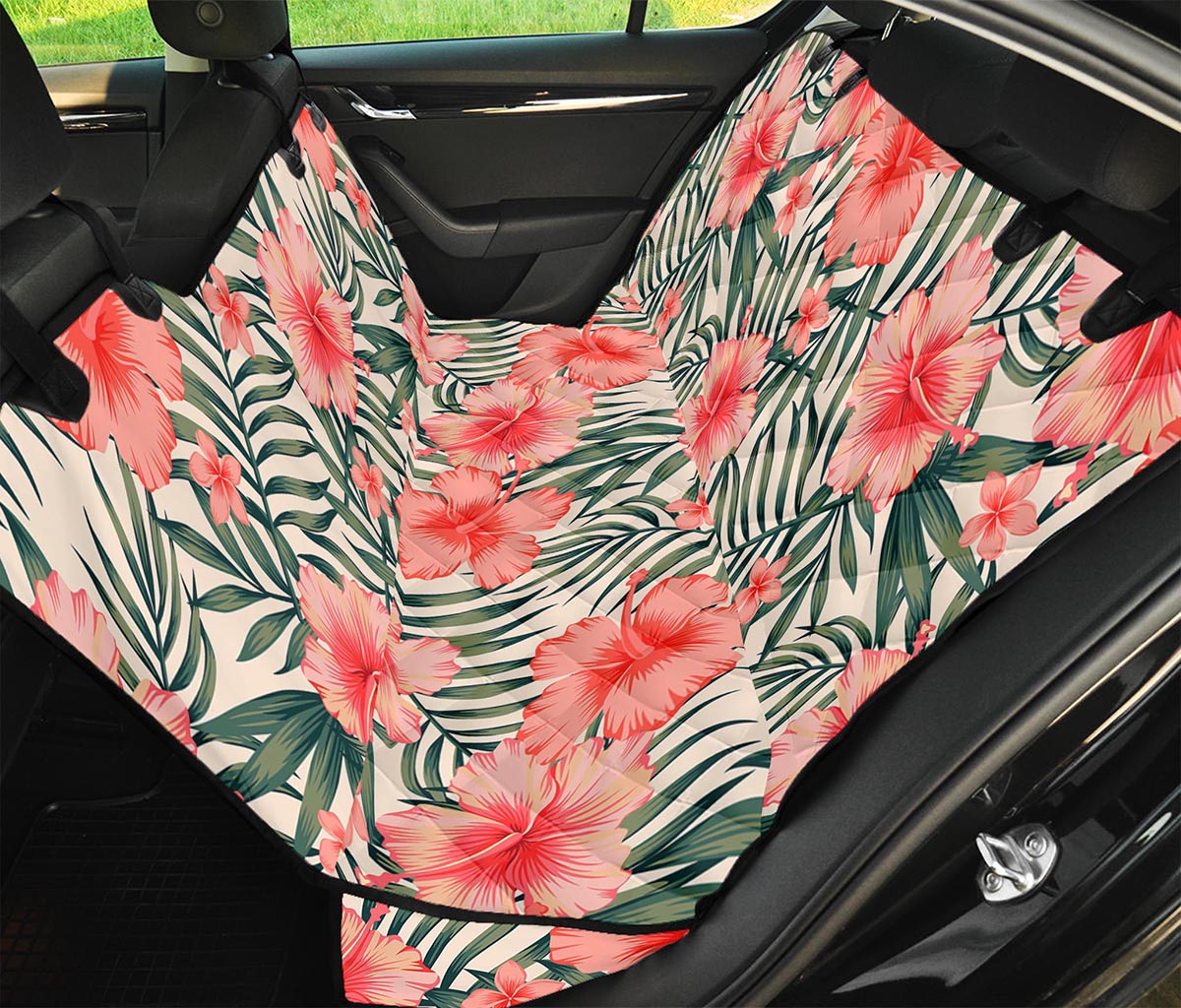 Exotic Tropical Hibiscus Pattern Print Pet Car Back Seat Cover