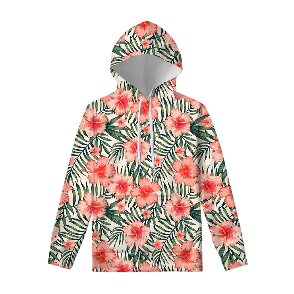 Exotic Tropical Hibiscus Pattern Print Pullover Hoodie