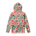 Exotic Tropical Hibiscus Pattern Print Pullover Hoodie