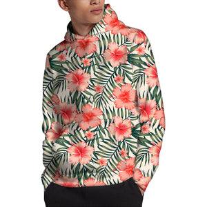 Exotic Tropical Hibiscus Pattern Print Pullover Hoodie