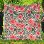 Exotic Tropical Hibiscus Pattern Print Quilt