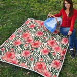 Exotic Tropical Hibiscus Pattern Print Quilt