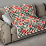 Exotic Tropical Hibiscus Pattern Print Quilt