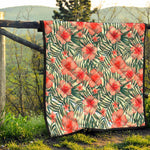 Exotic Tropical Hibiscus Pattern Print Quilt