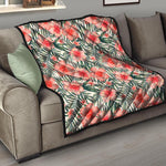 Exotic Tropical Hibiscus Pattern Print Quilt