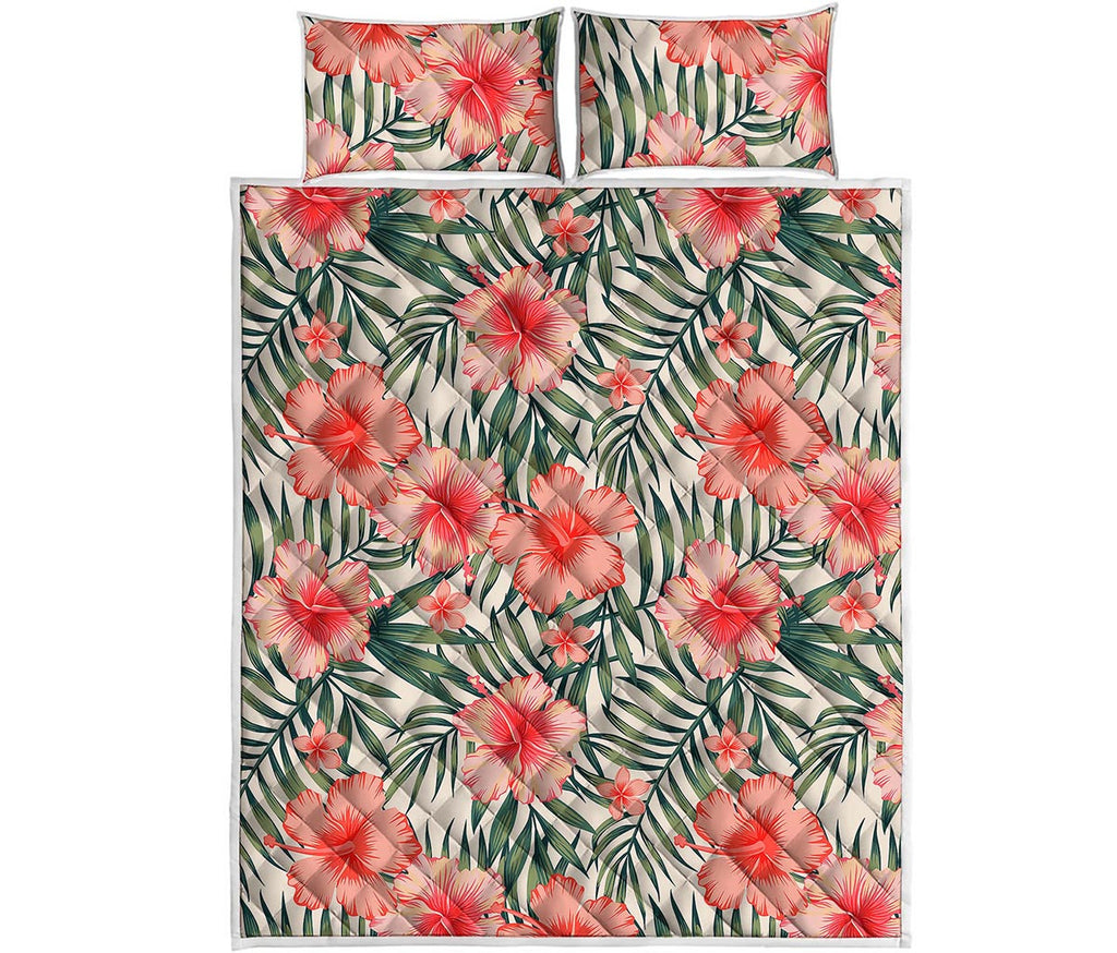 Exotic Tropical Hibiscus Pattern Print Quilt Bed Set