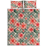 Exotic Tropical Hibiscus Pattern Print Quilt Bed Set