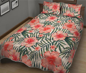 Exotic Tropical Hibiscus Pattern Print Quilt Bed Set