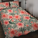 Exotic Tropical Hibiscus Pattern Print Quilt Bed Set