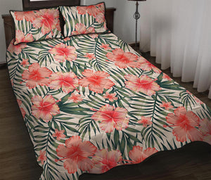 Exotic Tropical Hibiscus Pattern Print Quilt Bed Set