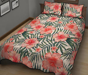 Exotic Tropical Hibiscus Pattern Print Quilt Bed Set