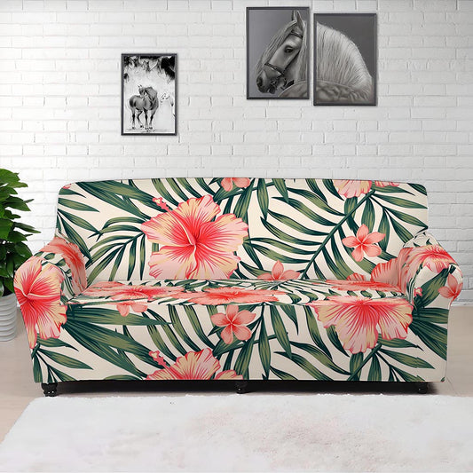 Exotic Tropical Hibiscus Pattern Print Sofa Cover
