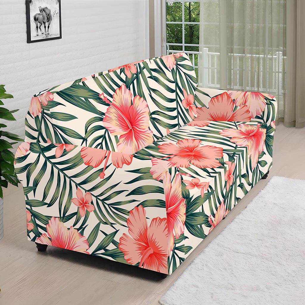 Exotic Tropical Hibiscus Pattern Print Sofa Cover