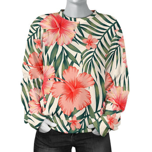 Exotic Tropical Hibiscus Pattern Print Women's Crewneck Sweatshirt GearFrost