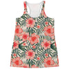 Exotic Tropical Hibiscus Pattern Print Women's Racerback Tank Top