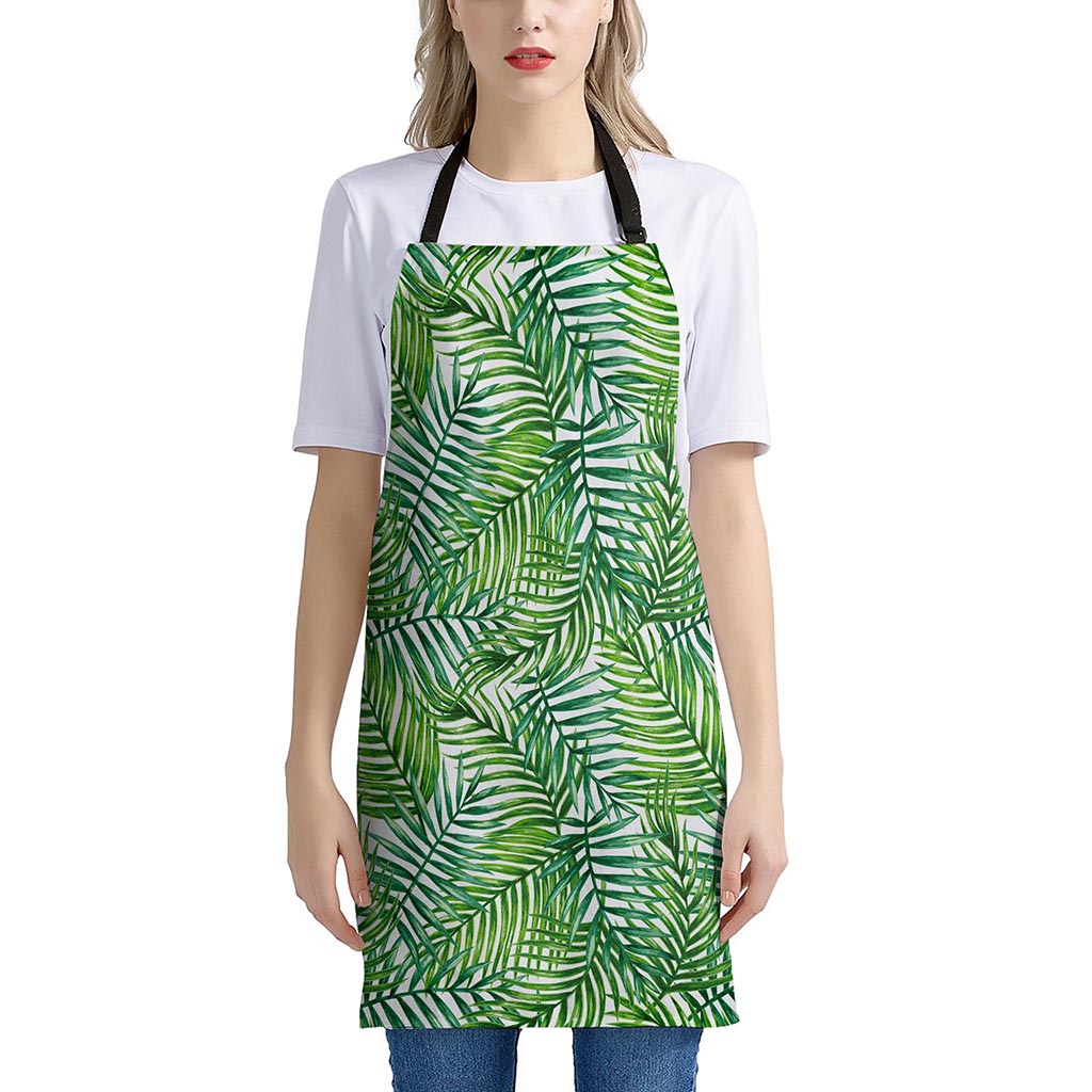 Exotic Tropical Leaf Pattern Print Apron