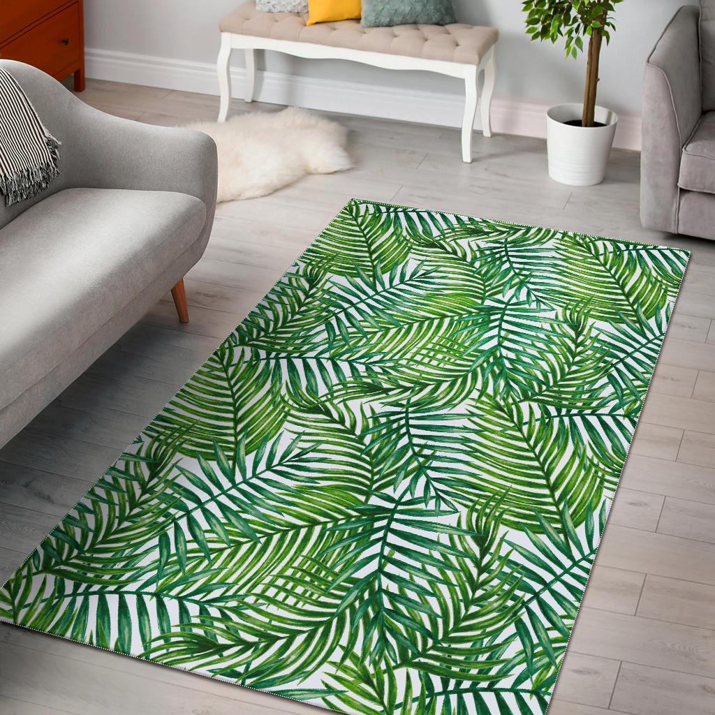 Exotic Tropical Leaf Pattern Print Area Rug GearFrost