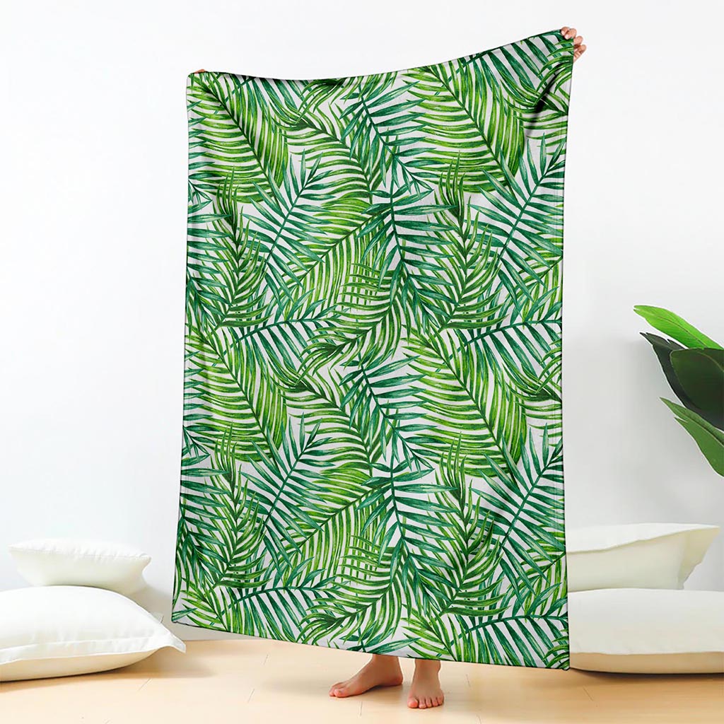 Exotic Tropical Leaf Pattern Print Blanket