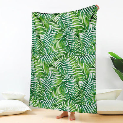 Exotic Tropical Leaf Pattern Print Blanket