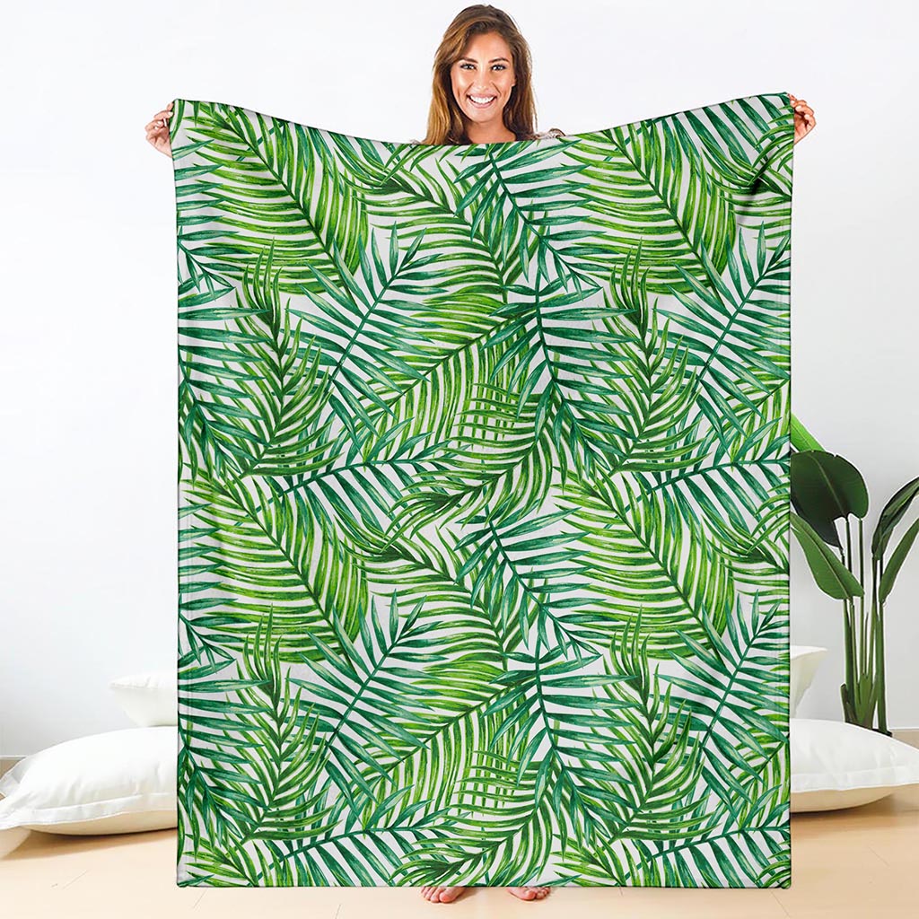 Exotic Tropical Leaf Pattern Print Blanket