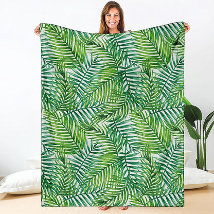 Exotic Tropical Leaf Pattern Print Blanket