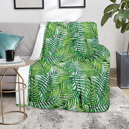 Exotic Tropical Leaf Pattern Print Blanket