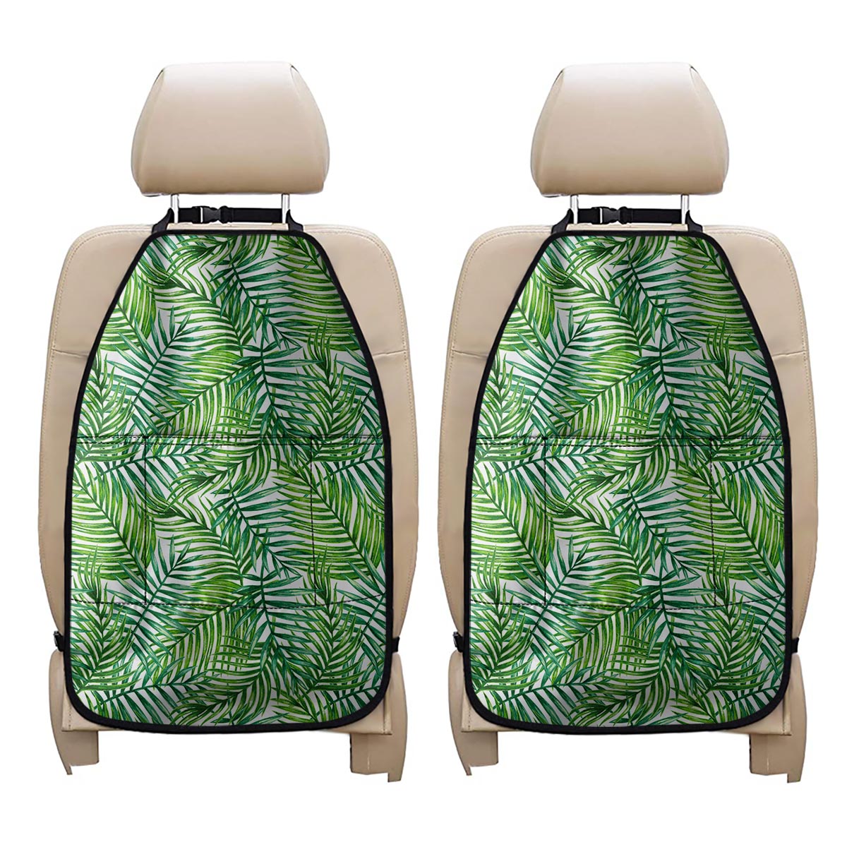 Exotic Tropical Leaf Pattern Print Car Seat Organizers
