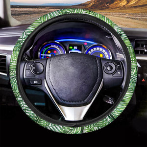 Exotic Tropical Leaf Pattern Print Car Steering Wheel Cover