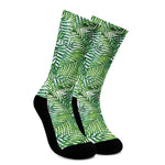 Exotic Tropical Leaf Pattern Print Crew Socks