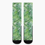 Exotic Tropical Leaf Pattern Print Crew Socks